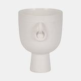 Cer, 10"h Vase With Handles, White