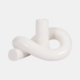 Cer, 10" Loopy Candle Holder, White