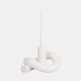 Cer, 10" Loopy Candle Holder, White