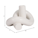 Cer, 10" Loopy Candle Holder, White