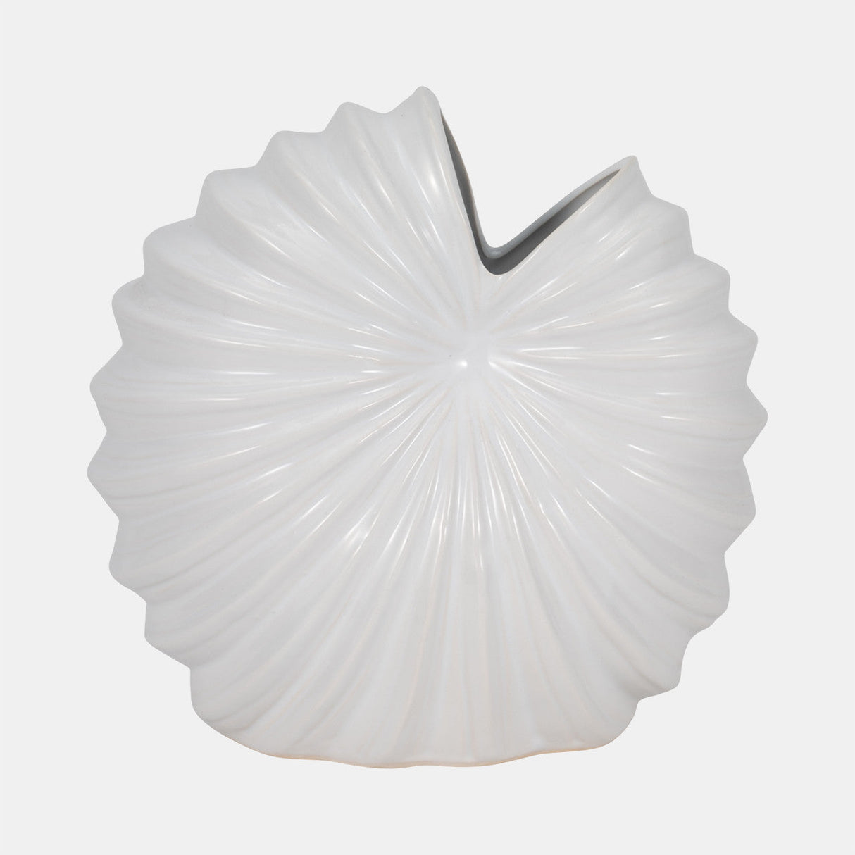 Cer, 10" Shell Vase, White