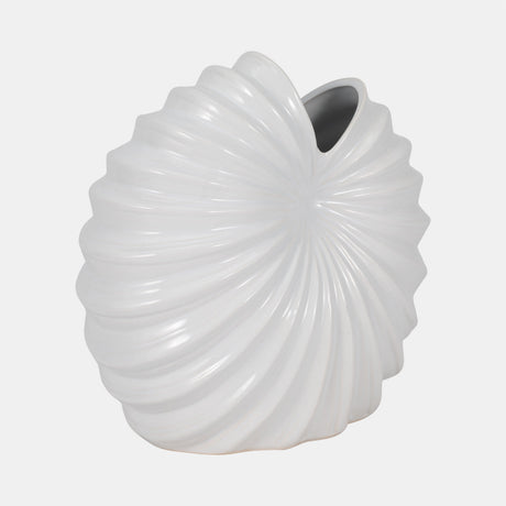 Cer, 10" Shell Vase, White