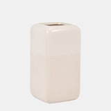 Cer, 10" Squared Grooved Vase, Ivory