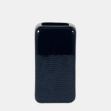 Cer, 10" Squared Grooved Vase, Navy Blue