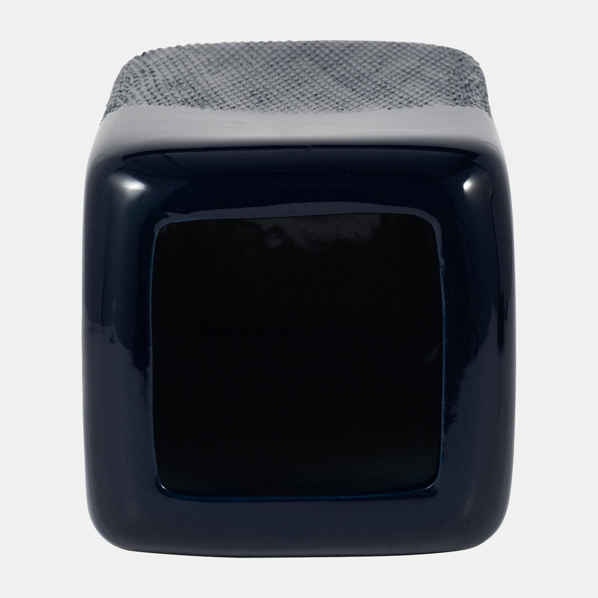 Cer, 10" Squared Grooved Vase, Navy Blue