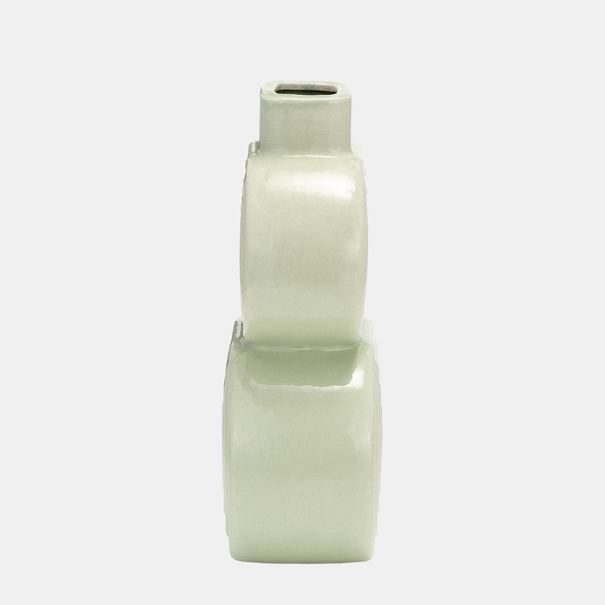 Cer, 10" Stacked Circles Vase, Cucumber