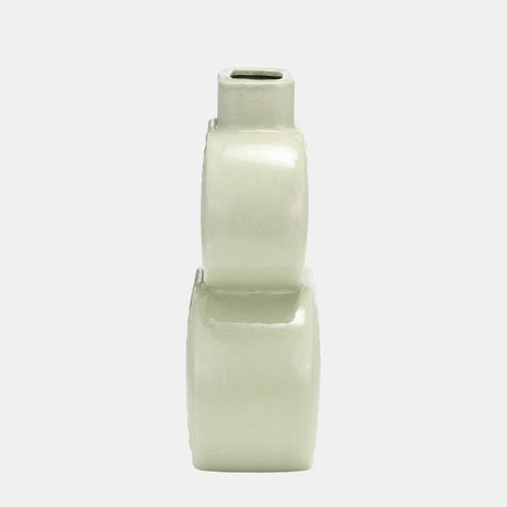 Cer, 10" Stacked Circles Vase, Cucumber