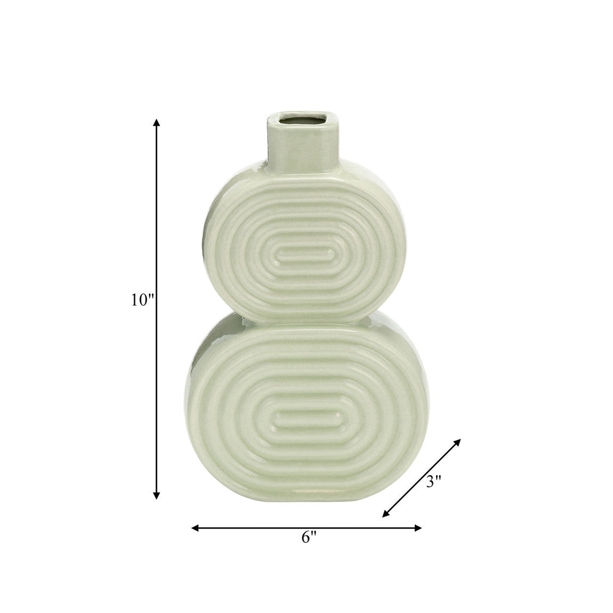 Cer, 10" Stacked Circles Vase, Cucumber