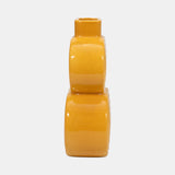 Cer, 10" Stacked Circles Vase, Mustard Gold