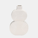 Cer, 10" Stacked Circles Vase, White