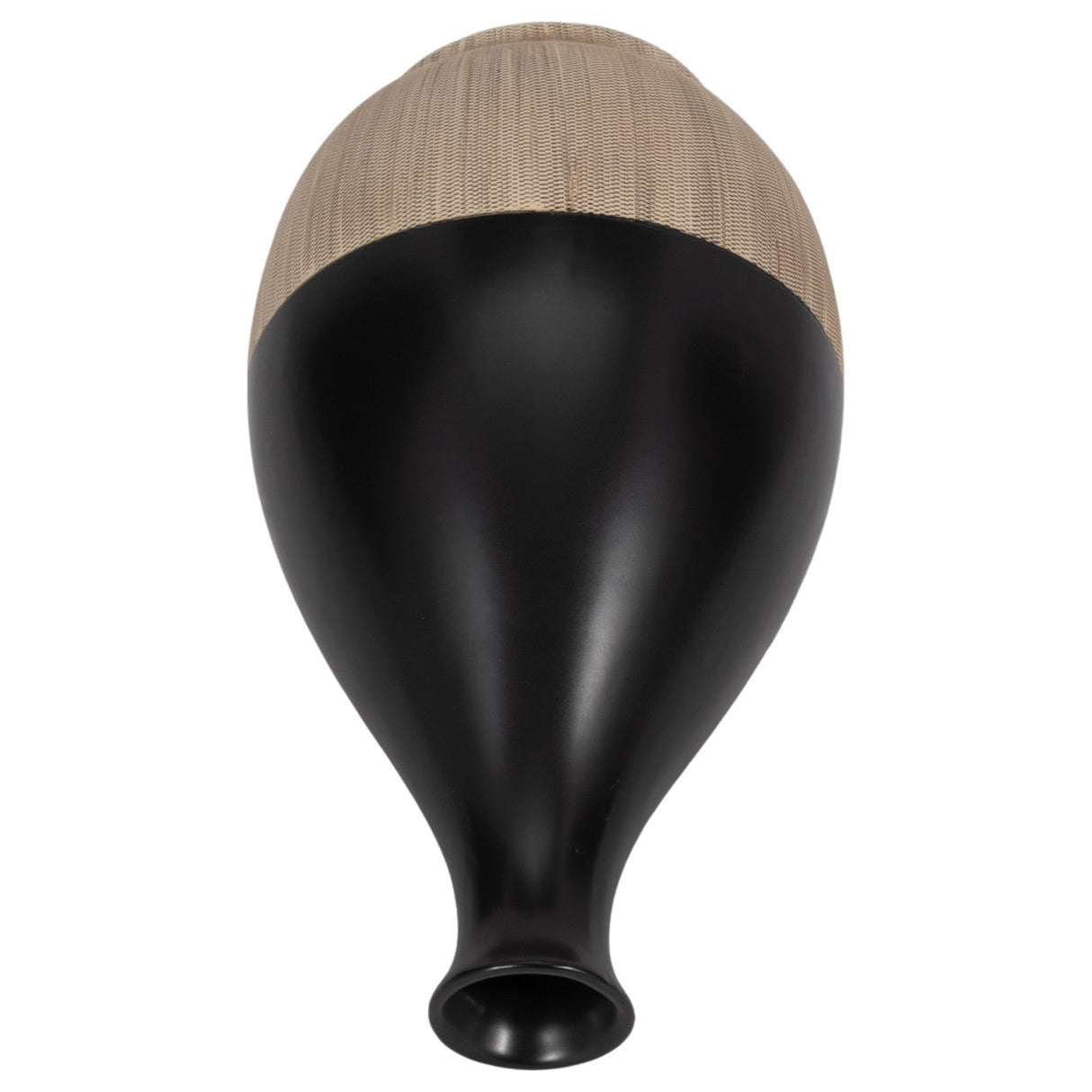 Cer, 11"h 2-tone Teardrop Vase, Creme/blk