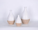 Cer, 11"h 2-tone Teardrop Vase, Creme/wht