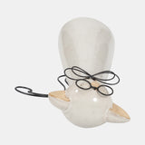 Cer, 11"h Cat W/ Glasses, Beige