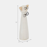 Cer, 11"h Cat W/ Glasses, Beige