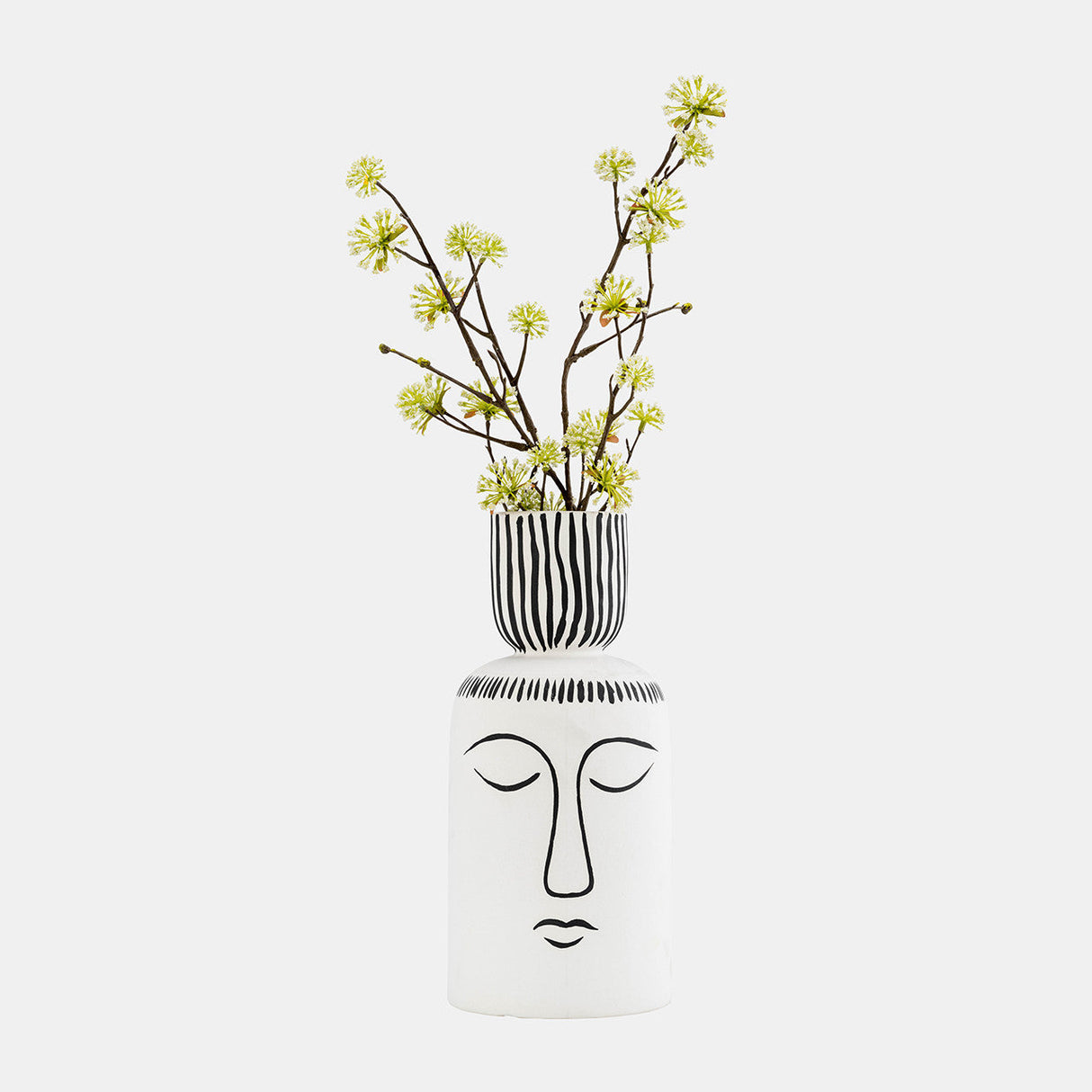 Cer, 11"h Sleeping Man Flower Vase, Wht/blk