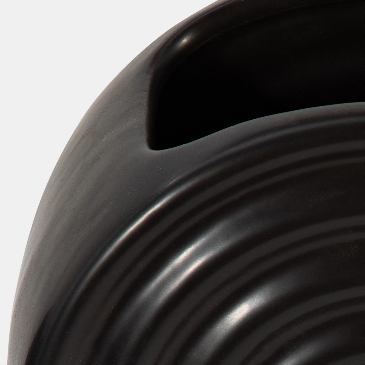 Cer, 11" Oval Ridged Vase, Black