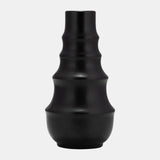 Cer,11" Ring Pattern Vase,black