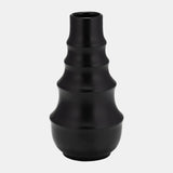 Cer,11" Ring Pattern Vase,black