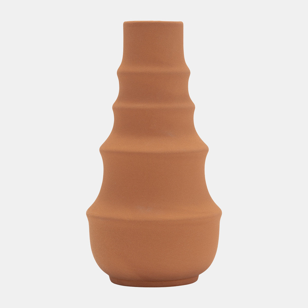 Cer,11",ring Pattern Vase,terracotta