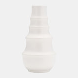 Cer,11",ring Pattern Vase,white