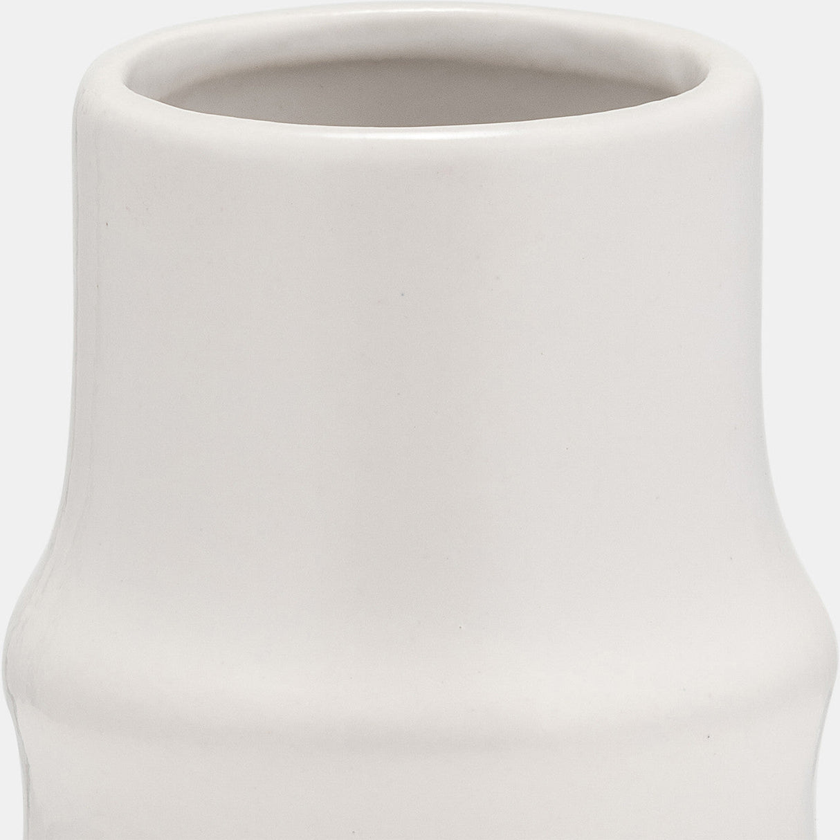 Cer,11",ring Pattern Vase,white