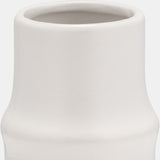 Cer,11",ring Pattern Vase,white