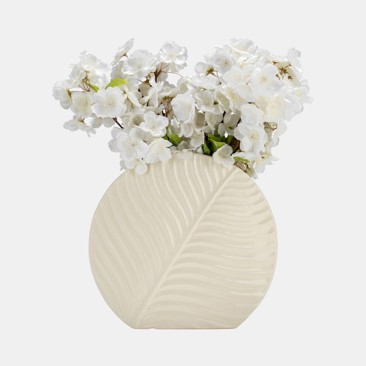 Cer, 11" Round Botanical Vase, Cotton