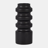 Cer, 11" Tiered Vase, Black