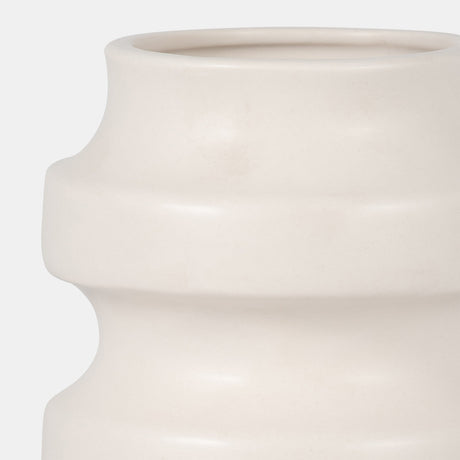 Cer, 11" Tiered Vase, White