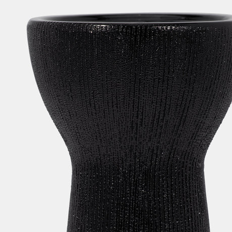 Cer, 12" Bead Candle Holder, Black