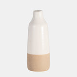 Cer, 12" Bottle Vase, White/tan