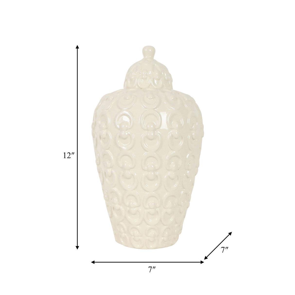 Cer, 12" Chain Texture Jar, Cotton