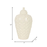 Cer, 12" Chain Texture Jar, Cotton