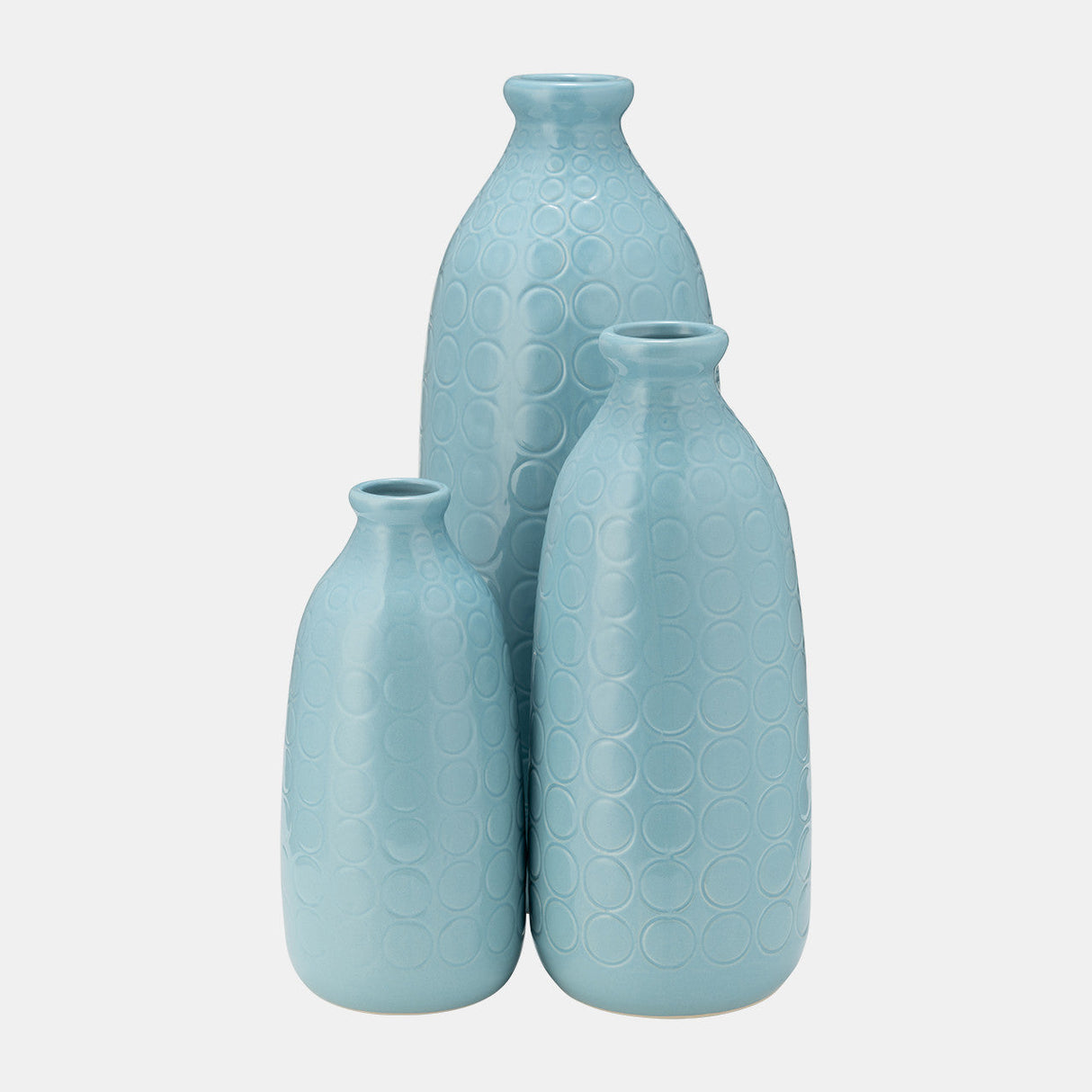 Cer, 12" Circles Vase, Aqua Haze