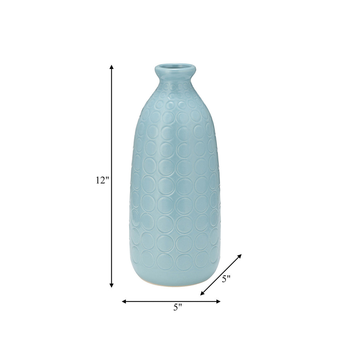 Cer, 12" Circles Vase, Aqua Haze