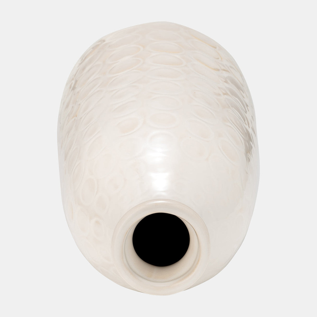 Cer, 12" Circles Vase, Beige