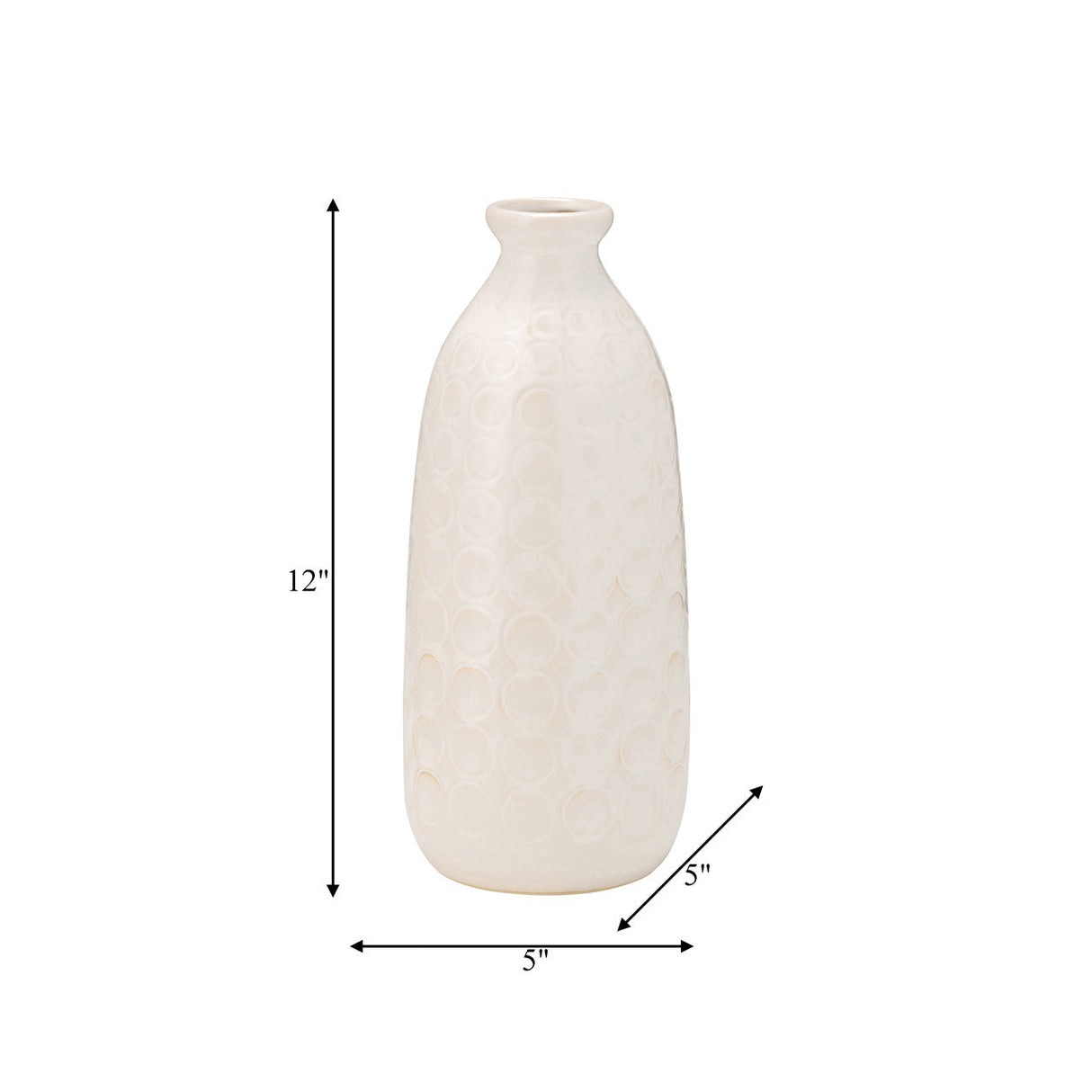 Cer, 12" Circles Vase, Beige