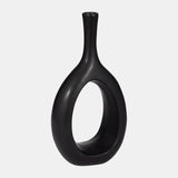 Cer, 12" Curved Open Cut Out Vase, Black