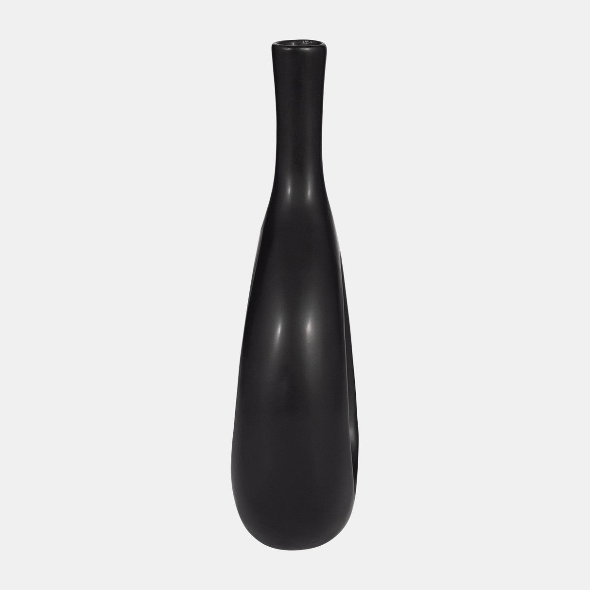 Cer, 12" Curved Open Cut Out Vase, Black