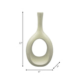 Cer, 12" Curved Open Cut Out Vase, Cotton