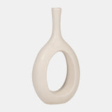 Cer, 12" Curved Open Cut Out Vase, Cotton