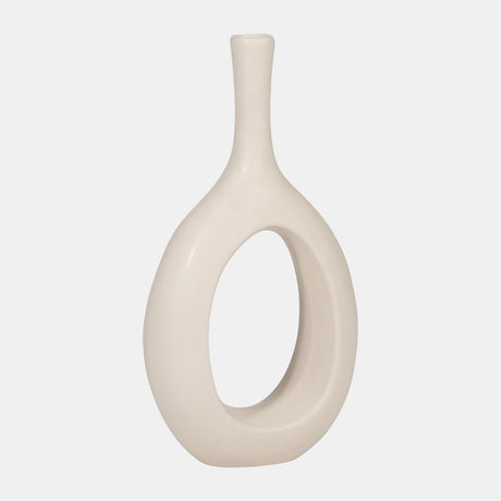 Cer, 12" Curved Open Cut Out Vase, Cotton