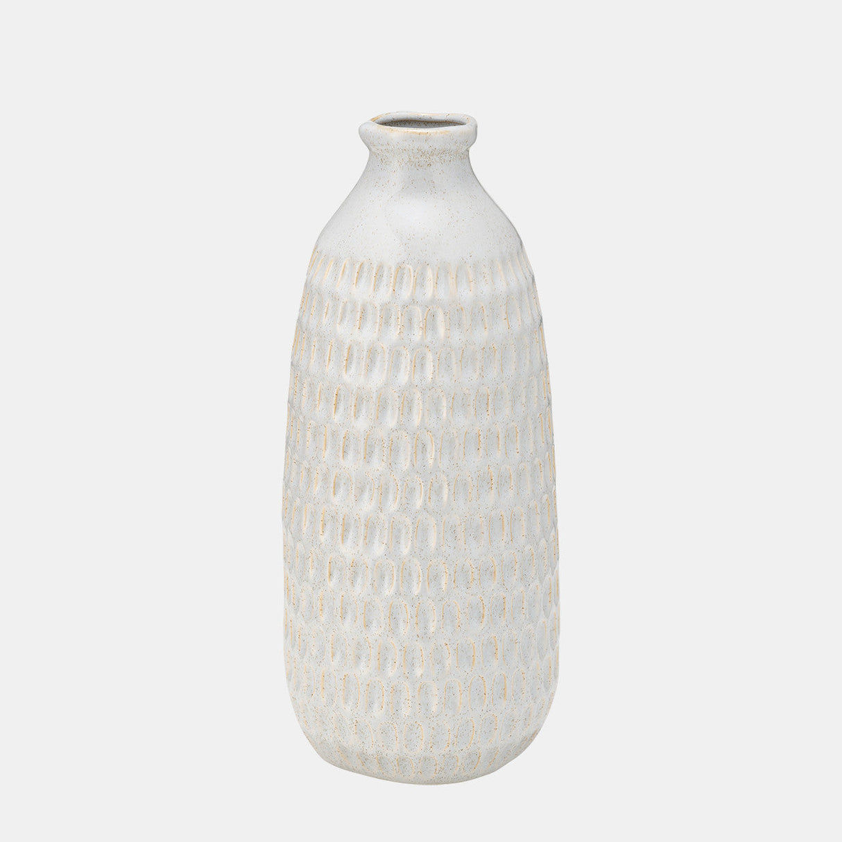 Cer, 12" Dimpled Vase, Oatmeal