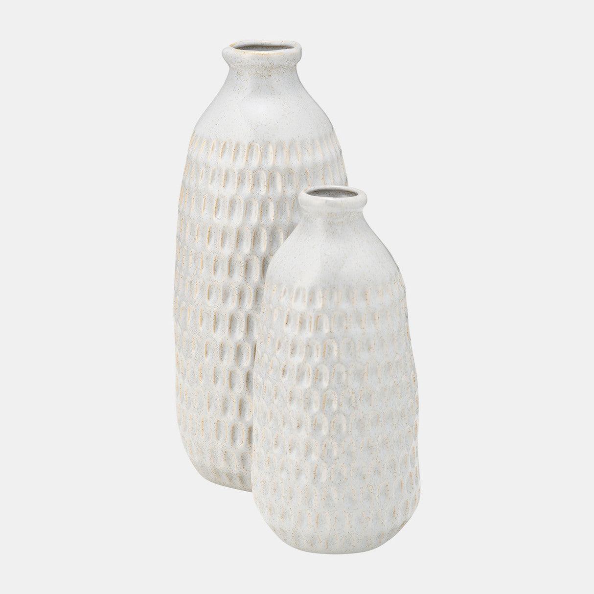 Cer, 12" Dimpled Vase, Oatmeal