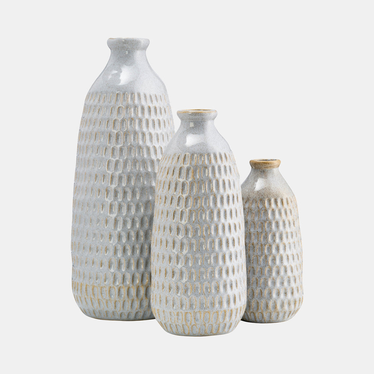 Cer, 12" Dimpled Vase, Oatmeal