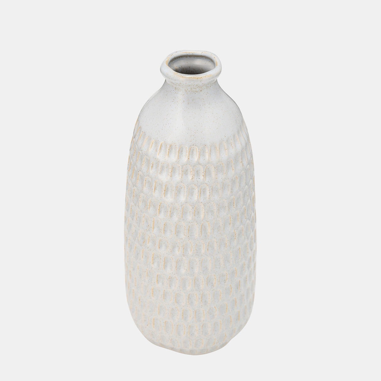 Cer, 12" Dimpled Vase, Oatmeal