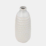 Cer, 12" Dimpled Vase, Oatmeal