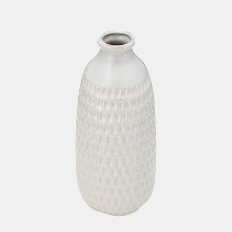 Cer, 12" Dimpled Vase, Oatmeal