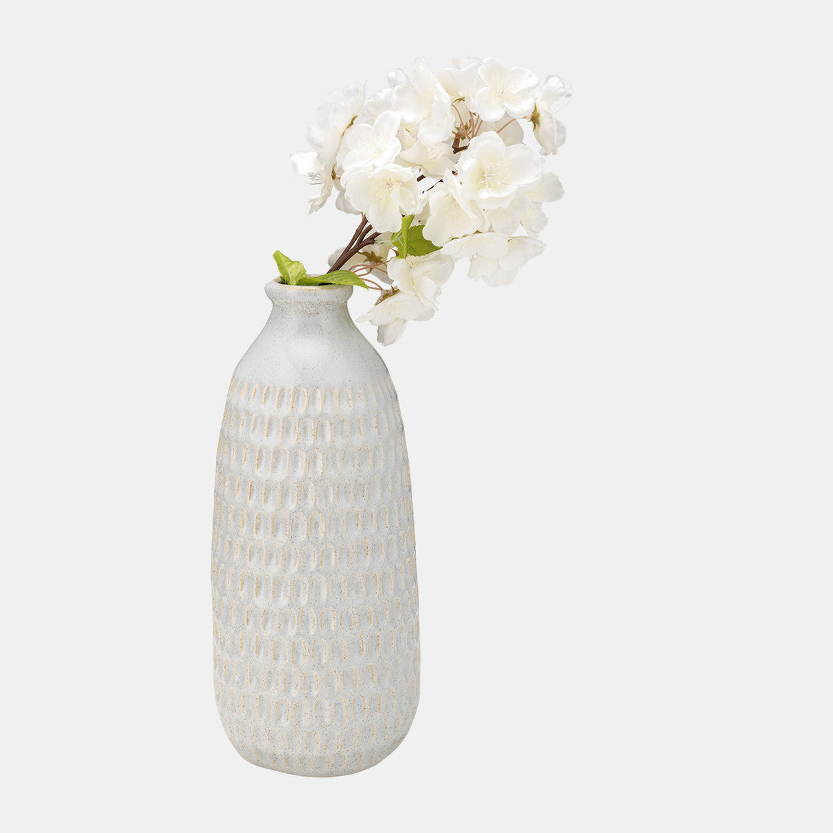 Cer, 12" Dimpled Vase, Oatmeal