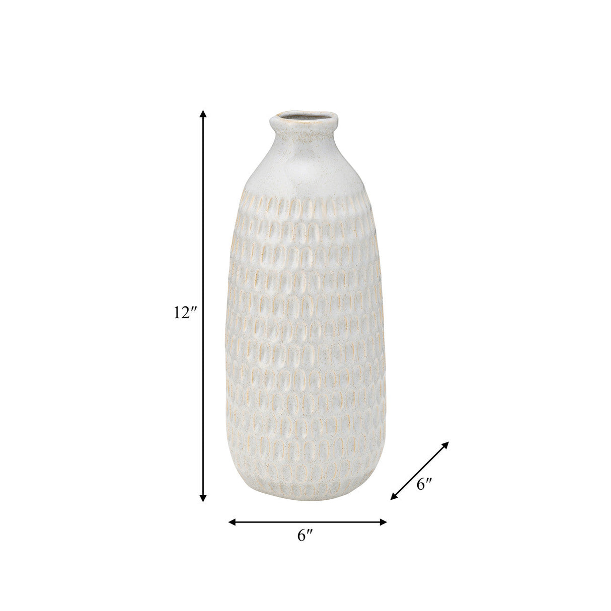 Cer, 12" Dimpled Vase, Oatmeal